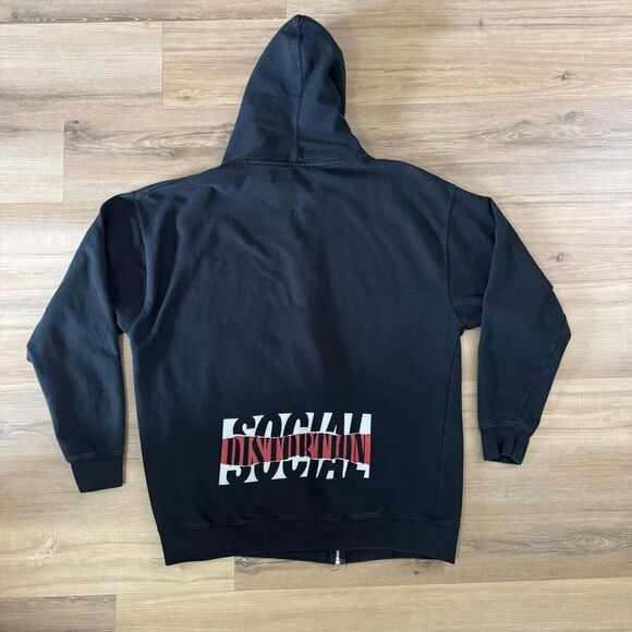 Social Distortion Black Kat Vintage Hoodie Size XXL Skeleton Graphic Punk Rock - Picture 5 of 6